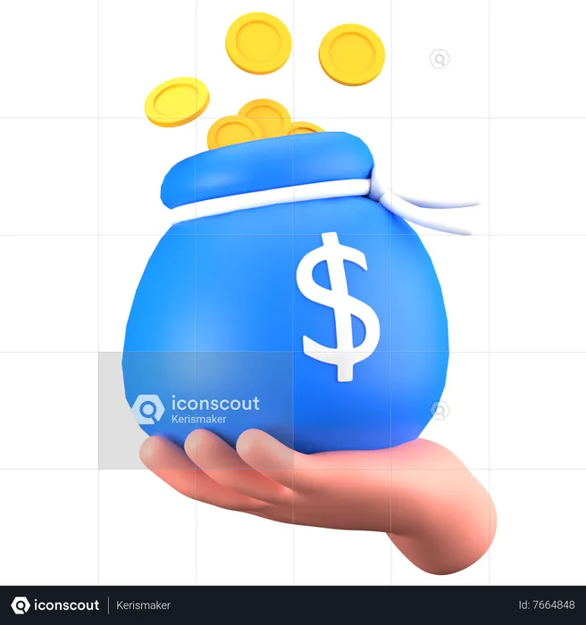 Bag of Coins  3D Icon