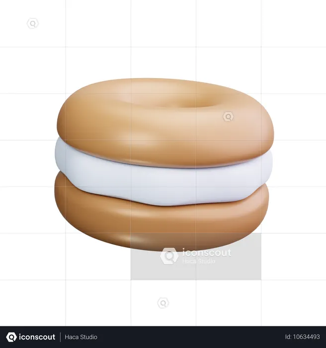Bagel With Cream Cheese  3D Icon