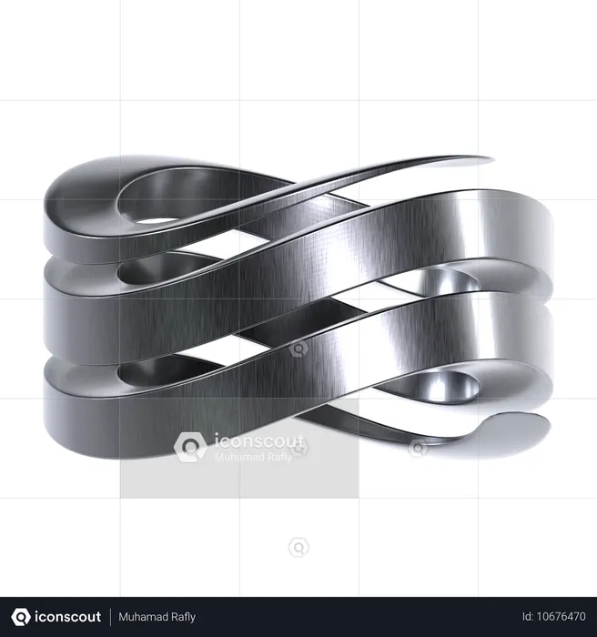 Bague forme abstraite chromée  3D Icon