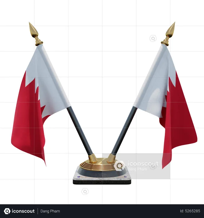 Bahrain Double (V) Desk Flag Stand Flag 3D Icon