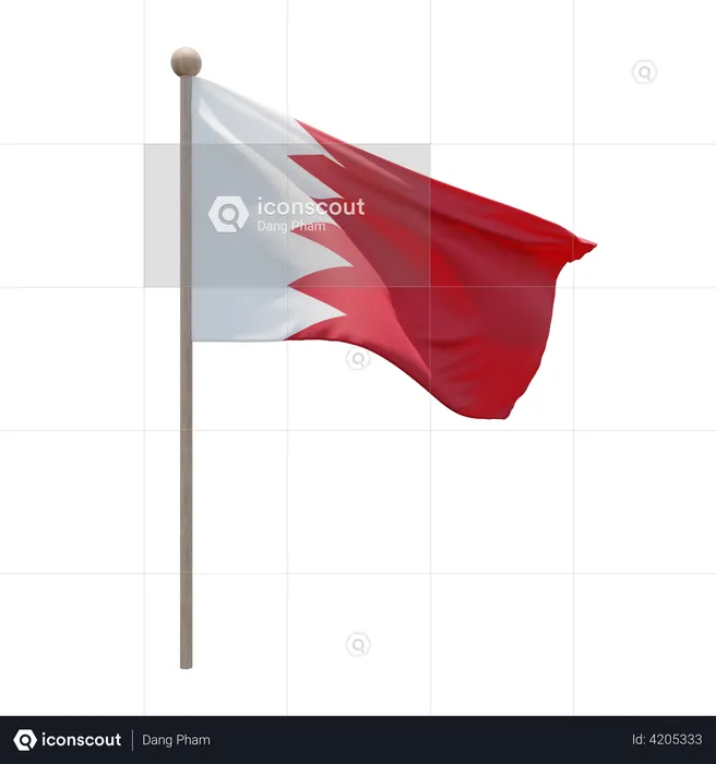 Bahrain Flag Pole  3D Flag