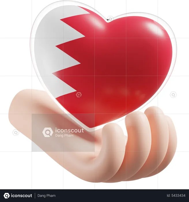 Soin des mains en forme de cœur avec drapeau de Bahreïn Flag 3D Icon