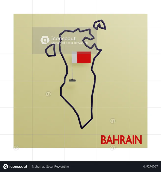 Mapa do Bahrein Flag 3D Icon