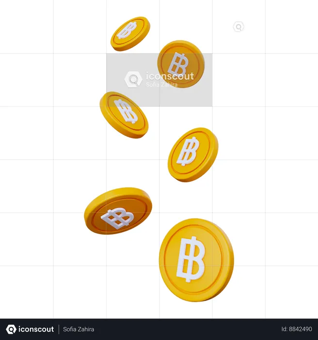 Baht Coins  3D Icon