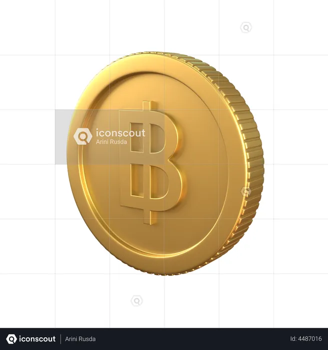 Baht Gold Coin  3D Icon