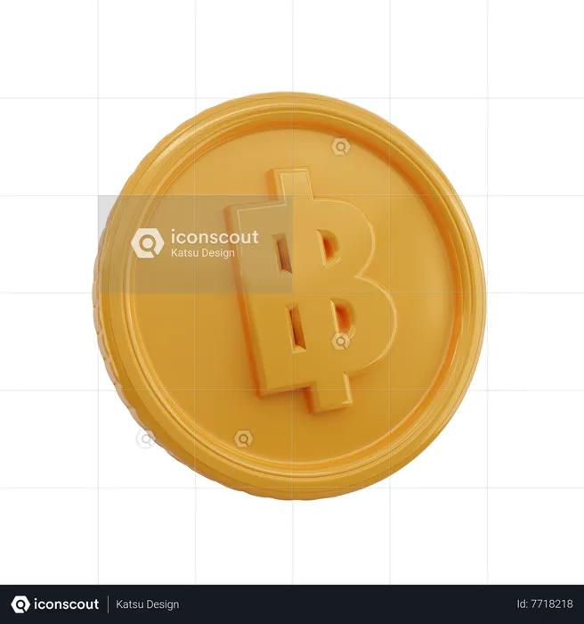 Baht Symbol Coin  3D Icon