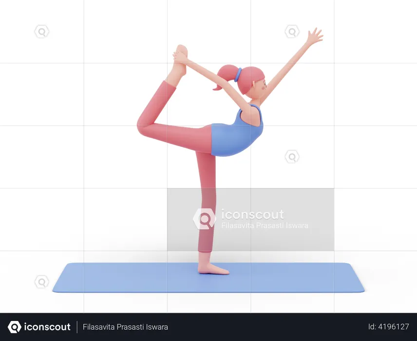 Postura de yoga bailarina  3D Illustration