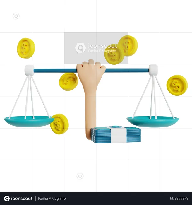 Balancing Finances With Scales  3D Icon