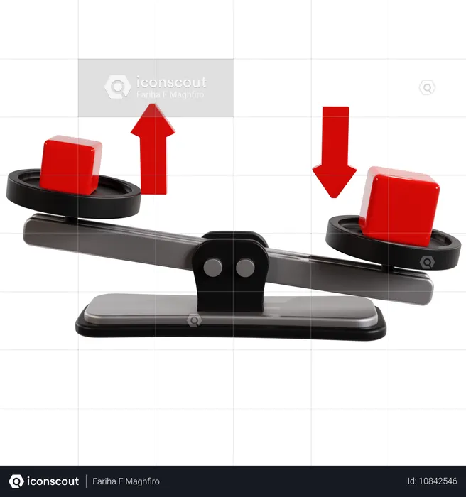 Balancing Scale With Red Cubes Experiment  3D Icon