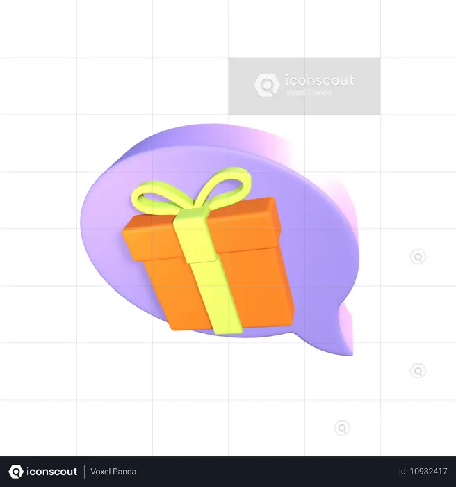 Balão de bate-papo caixa de presente  3D Icon