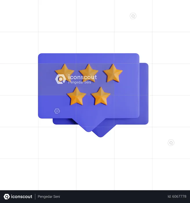 Balão de bate-papo com avaliação de cinco estrelas  3D Icon