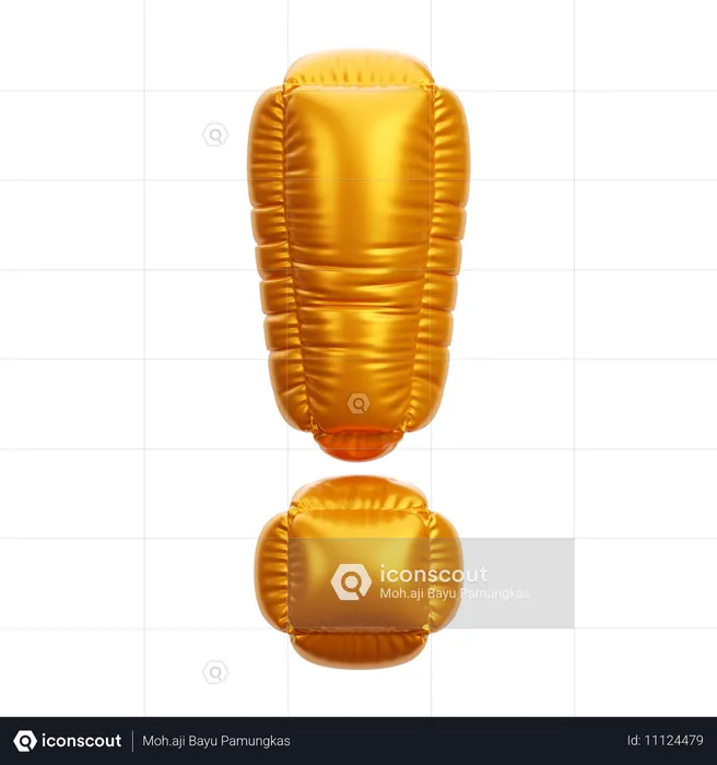 Balão dourado ponto de exclamação  3D Icon