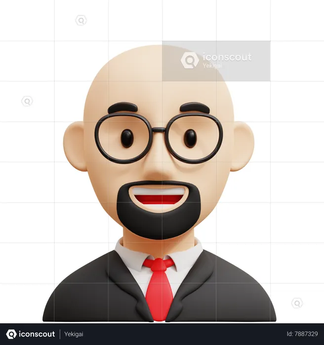 Bald Business Man  3D Icon
