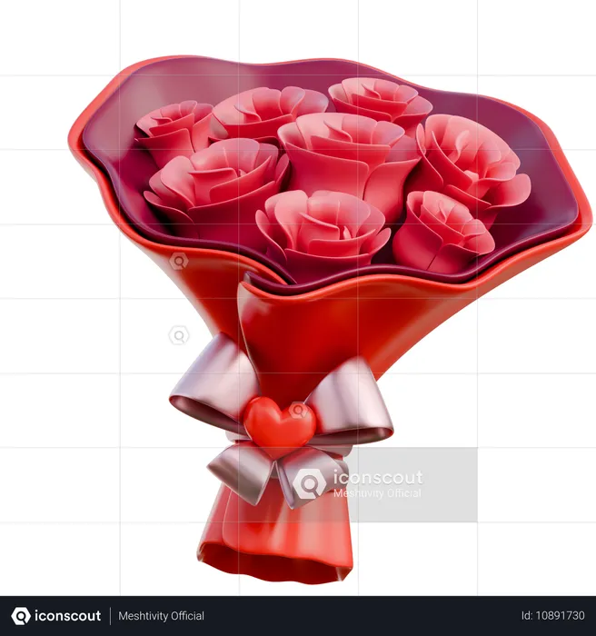 Balde de flores  3D Icon