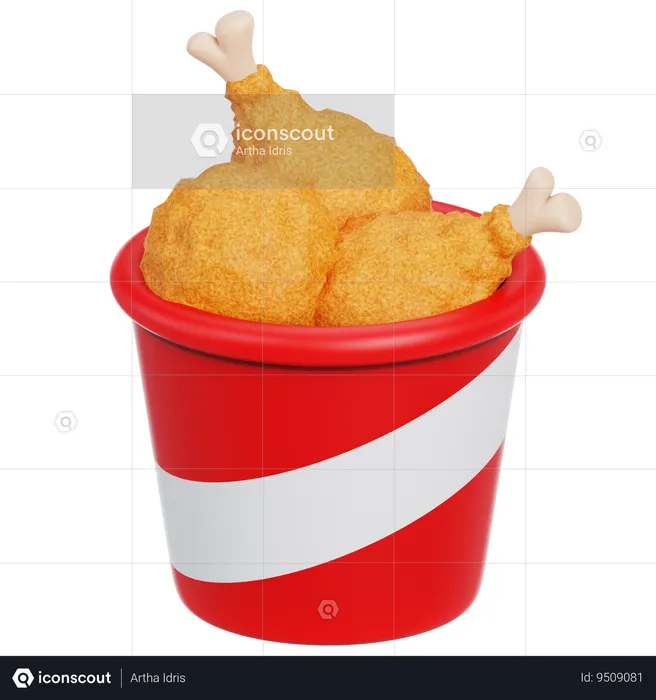 Balde de frango frito  3D Icon