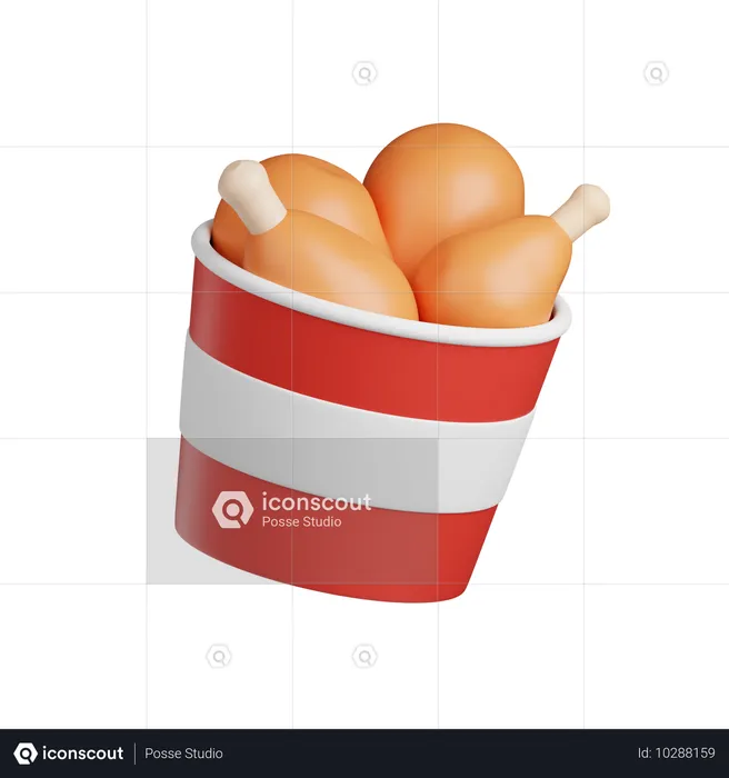 Balde de frango frito  3D Icon