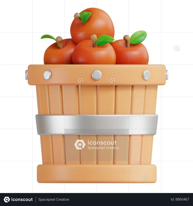 Balde de frutas de maçã  3D Icon