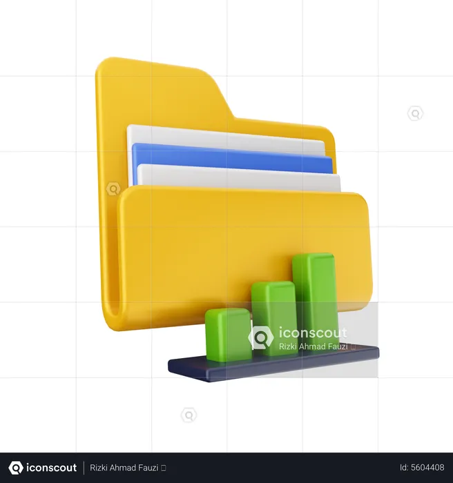 Ordner mit Balkendiagrammen  3D Icon