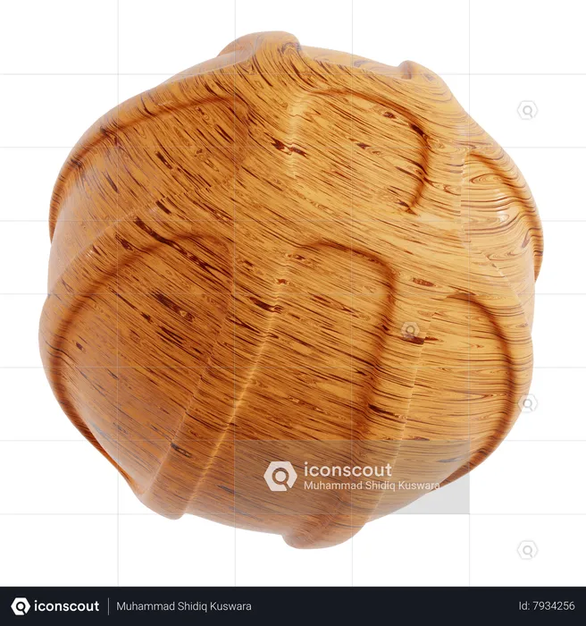 Wood Ball Abstract Shape  3D Icon