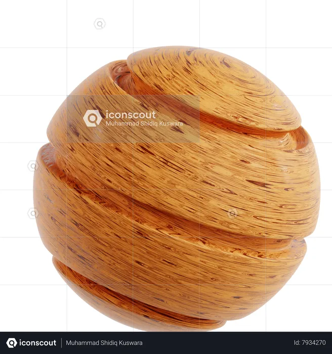 Wood Ball Abstract Shape  3D Icon