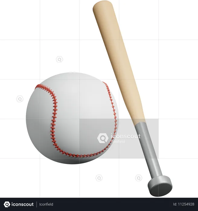 Balle de baseball + bâton  3D Icon