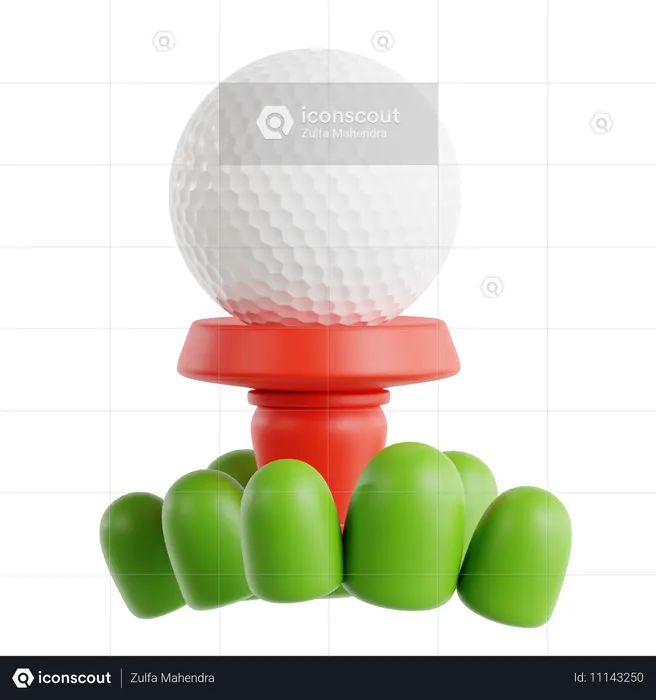 Balle de golf dans l'herbe  3D Icon