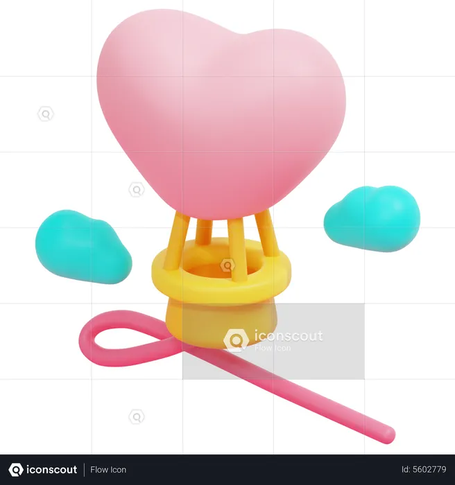 Montgolfière en forme de coeur  3D Icon