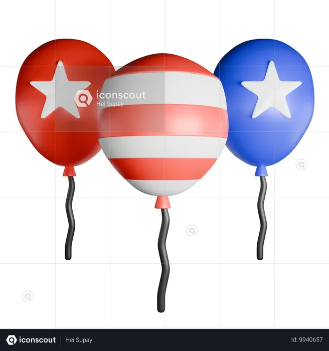 Ballon drapeau américain  3D Icon