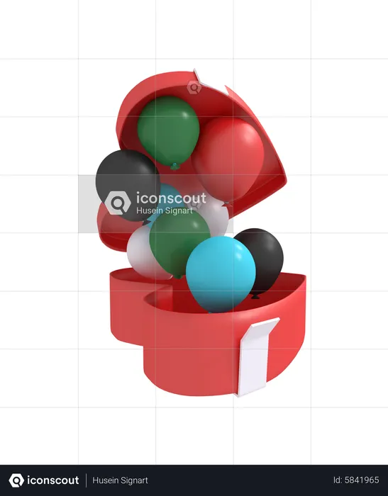 Ballon mit Überraschungsgeschenk  3D Icon