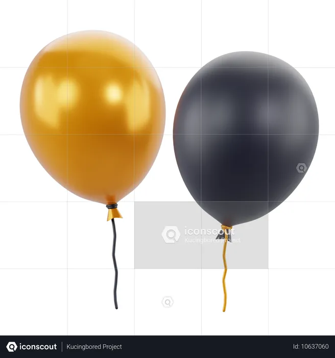 Ballon en or noir  3D Icon