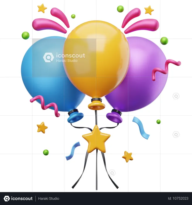 Ballon nouvel an  3D Icon