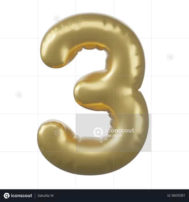 Ballon numéro 3  3D Icon