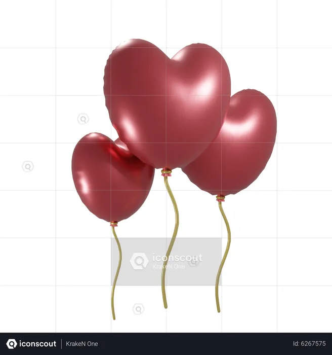 Ballons en forme de coeur  3D Icon