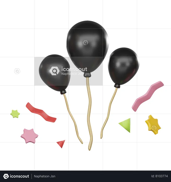 Ballons noirs  3D Icon