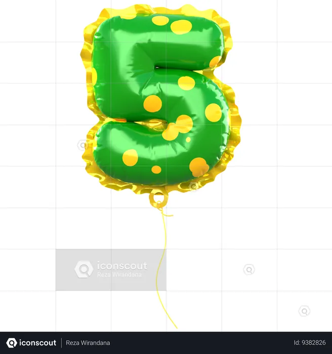 Balloon Number 5  3D Icon