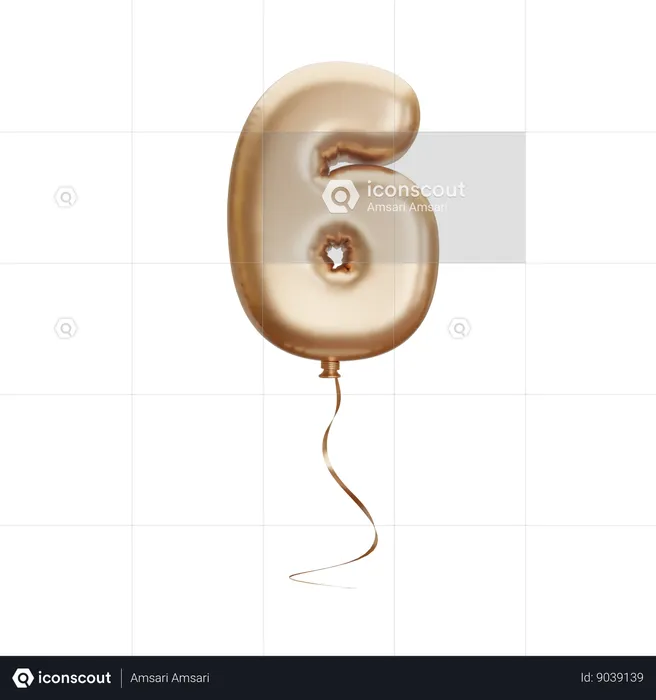 Balloon Number 6 Emoji 3D Icon