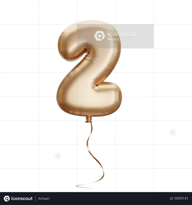 Balloon Number Two  3D Icon