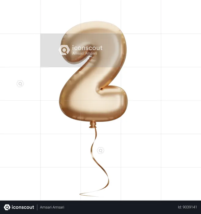 Balloon Number Two Emoji 3D Icon