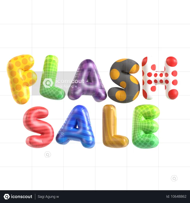 Balloon Text Flash Sale  3D Icon