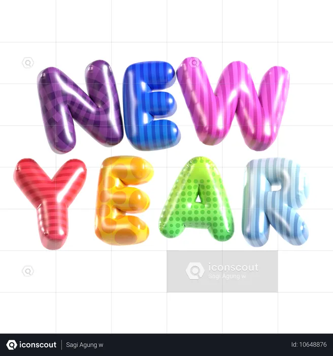 Balloon Text New Year  3D Icon