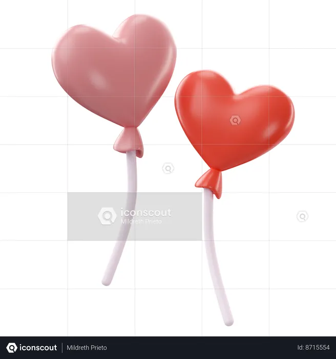 Heart Shaped Balloons 3D Icon Download In PNG, OBJ Or Blend