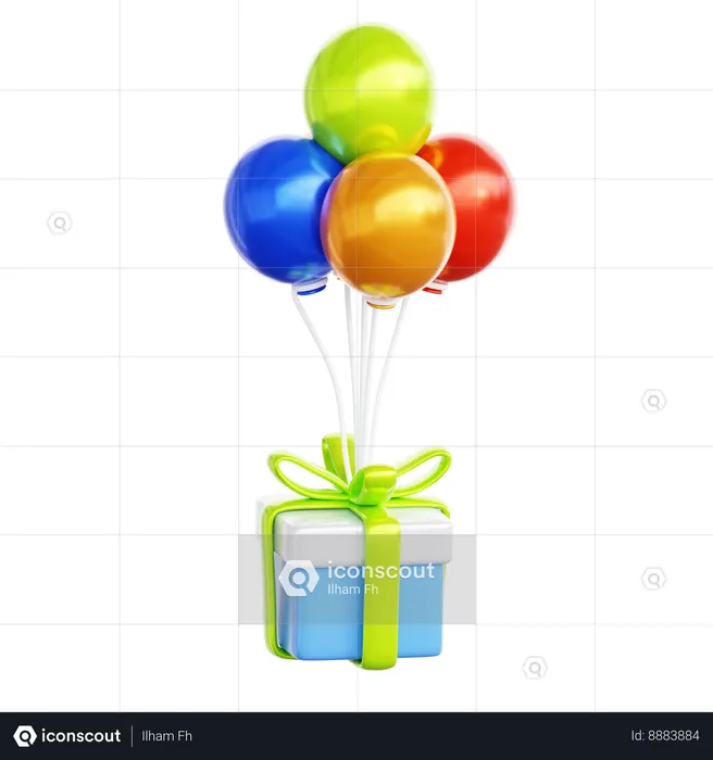 Balloons And Present  3D Icon