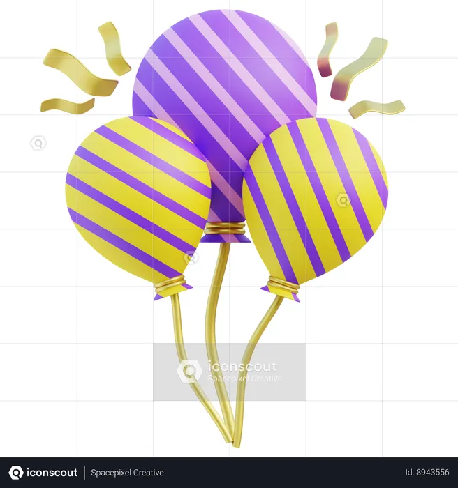 Balloons Birthday  3D Icon