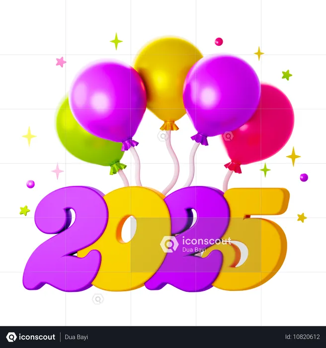 Balões 2025  3D Icon