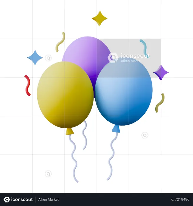 Aniversário de balões  3D Icon