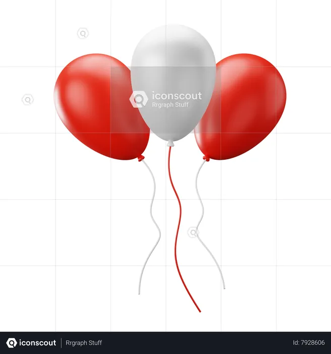 Balões de bandeira da Indonésia  3D Icon