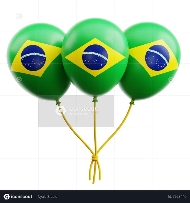 Balões da bandeira brasileira  3D Icon