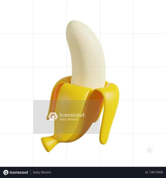 Banane à moitié pelée  3D Icon