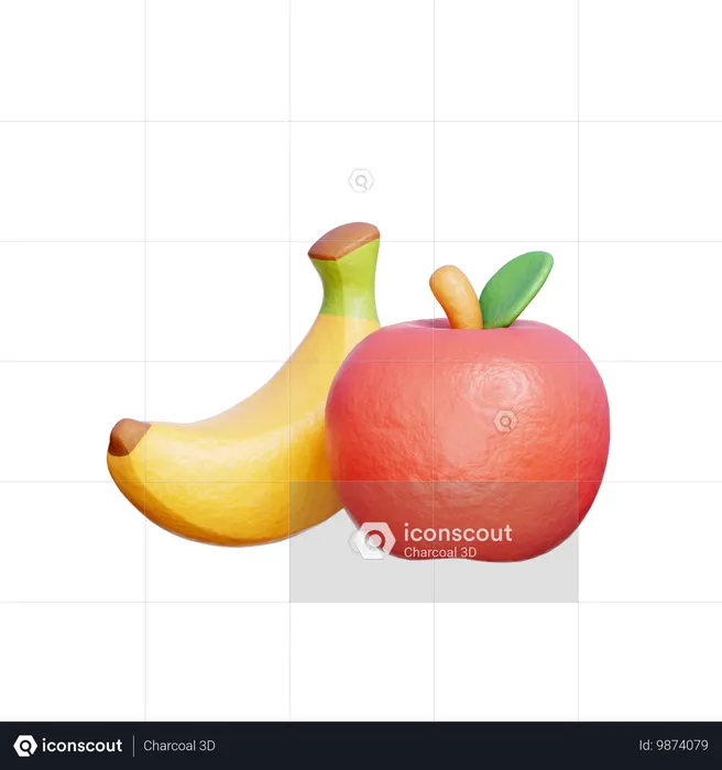 Banane et pomme  3D Icon