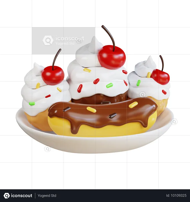 Bananensplit-Eis  3D Icon